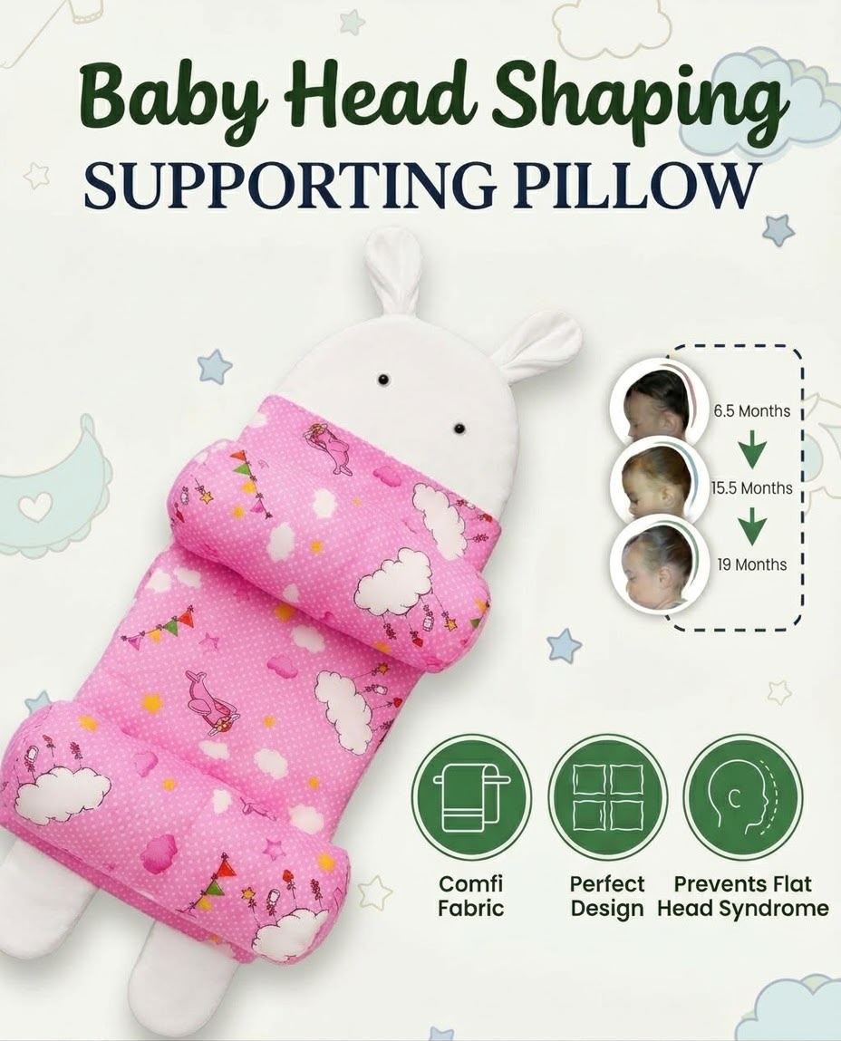 Newborn Baby Head Shaping & Sleeping Support Pillow | Anti-Roll Cushion, Soft Neck Support & Head Positioner | Random Color